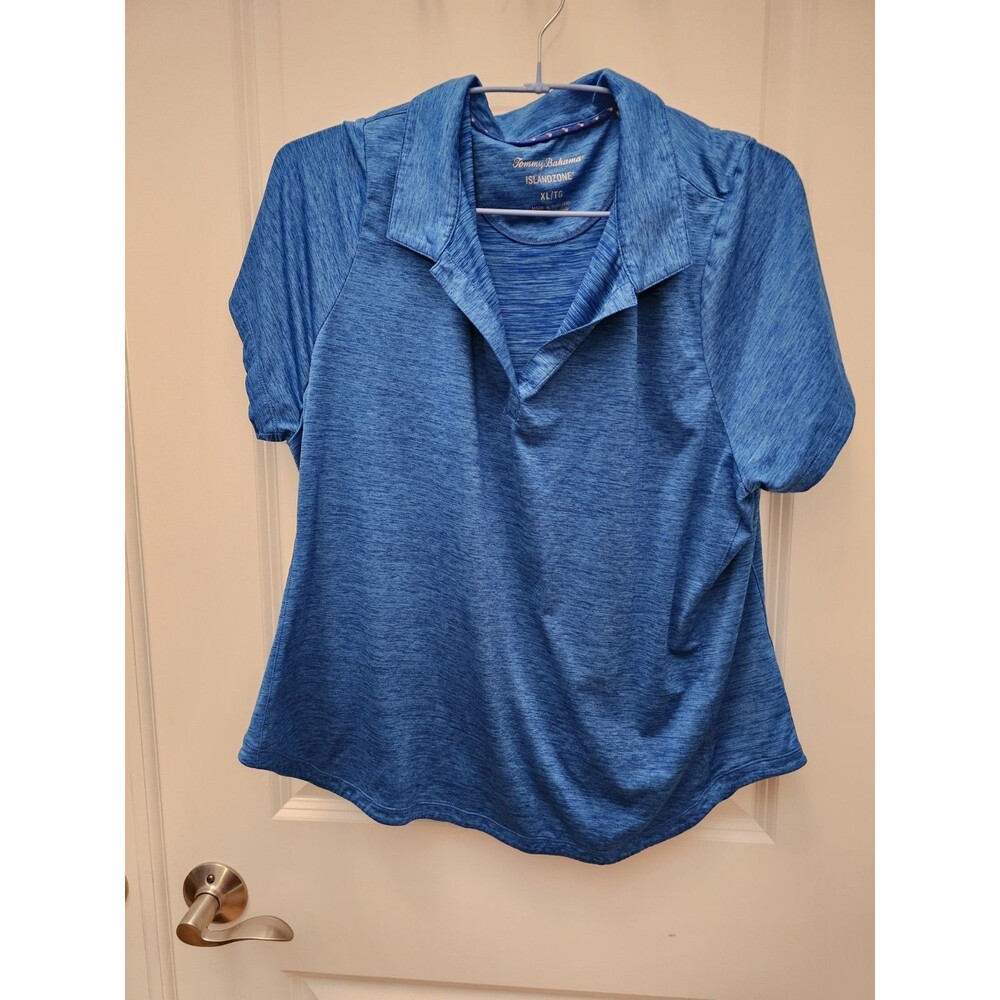 Tommy Bahama IslandZone Womens Polo Shirt XL Royal Blue Heather Short Sleeve
